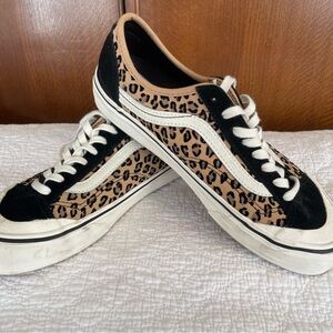 Vans Women’s 8 1/2 or Men’s 7 Black and Tan Leopard Sneakers.